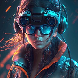 戴VR眼镜的女孩