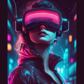 戴VR眼镜的女孩