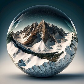 水晶球内的山地景观