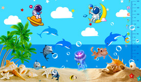 卡通宇航员海底世界背景