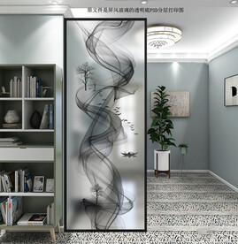 高清分层透明底屏风玻璃打印图