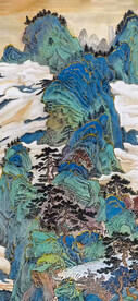 青绿山峰山水画