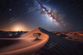 夜晚的沙漠星空