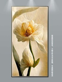 清新淡雅时尚梦幻花卉玄关装饰画