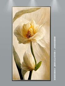 清新治愈系奶油风花卉玄关装饰画