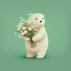白熊送花