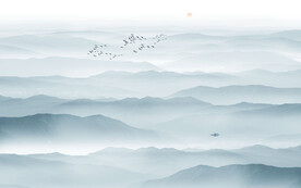 中式水墨山水画背景墙