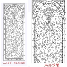 矢量欧式教堂窗花