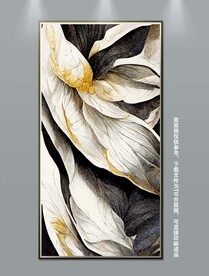 手绘风艺术花卉玄关装饰画