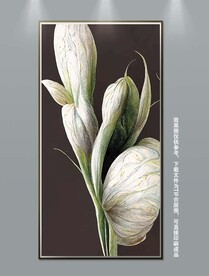 抽象立体笔触油画花朵玄关装饰画