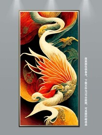 新中式龙凤吉祥手绘招财装饰画