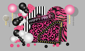 玫红黑色成人生日背景布置