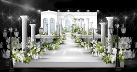 白绿色法式简约婚礼效果图 