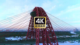 红色创意大桥风景