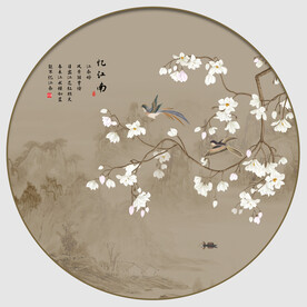 新中式玉兰花鸟画