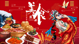 国潮美食背景墙