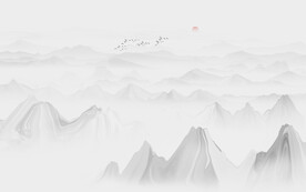 现代抽象山水画背景墙