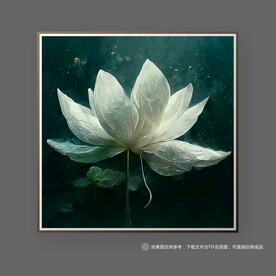 北欧金白色荷花创意艺术装饰画