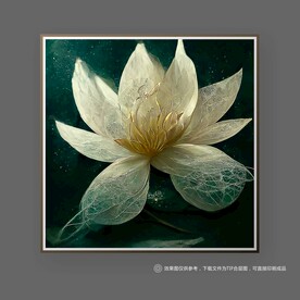 北欧金白色荷花创意艺术装饰画