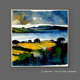 田园村庄山水玄关装饰画