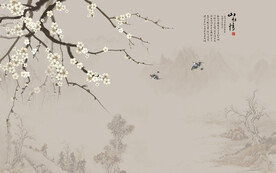 新中式花鸟画背景墙壁画