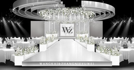 白色秀场风简约婚礼效果图