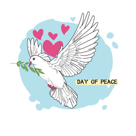 手绘线条和平鸽