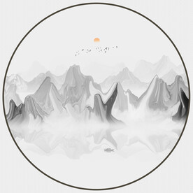 抽象水墨山水画