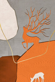 石来运转麋鹿装饰画