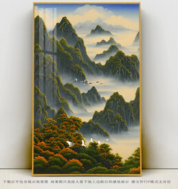 山水玄关水彩画