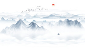 现代简约水墨山水画背景墙