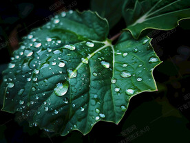 布满水滴的树叶