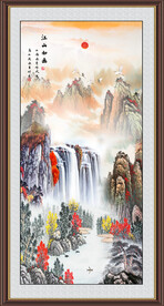 竖幅国画山水画