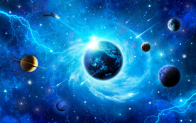 蓝色银河系宇宙星空太空星球背景