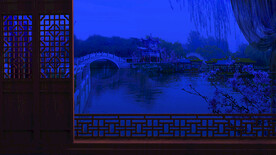 夜景亭台楼阁花园