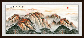 国画山水泰山日出五岳独尊