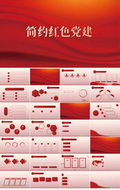 简约红色党支部党建党政ppt