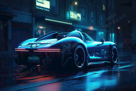 夜晚城市的跑车