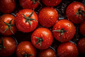 带着露珠的小西红柿