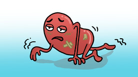 肾衰竭手绘生病的肾脏插图