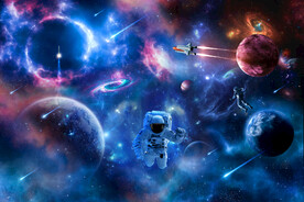 蓝色梦幻星际外太空宇宙星球背景