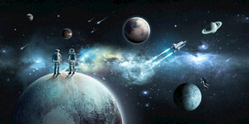 外太空星球宇航员银河系宇宙背景