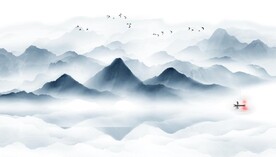 新中式抽象水墨山水风景背景墙