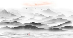 新中式抽象水墨山水风景背景墙