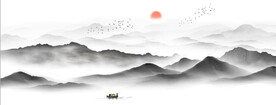 新中式抽象水墨山水风景背景墙