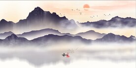 新中式抽象水墨山水风景背景墙