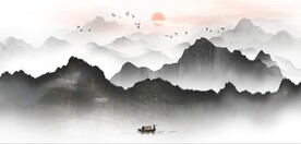 新中式抽象水墨山水风景背景墙