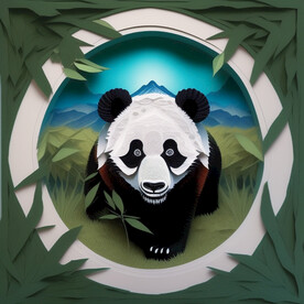 纸雕 熊猫