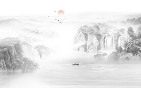新中式水墨山水背景墙