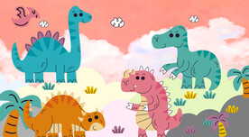 卡通简约恐龙背景墙